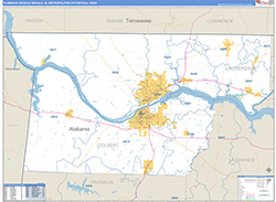 Florence-Muscle Shoals Metro Area Wall Map Basic Style 2026